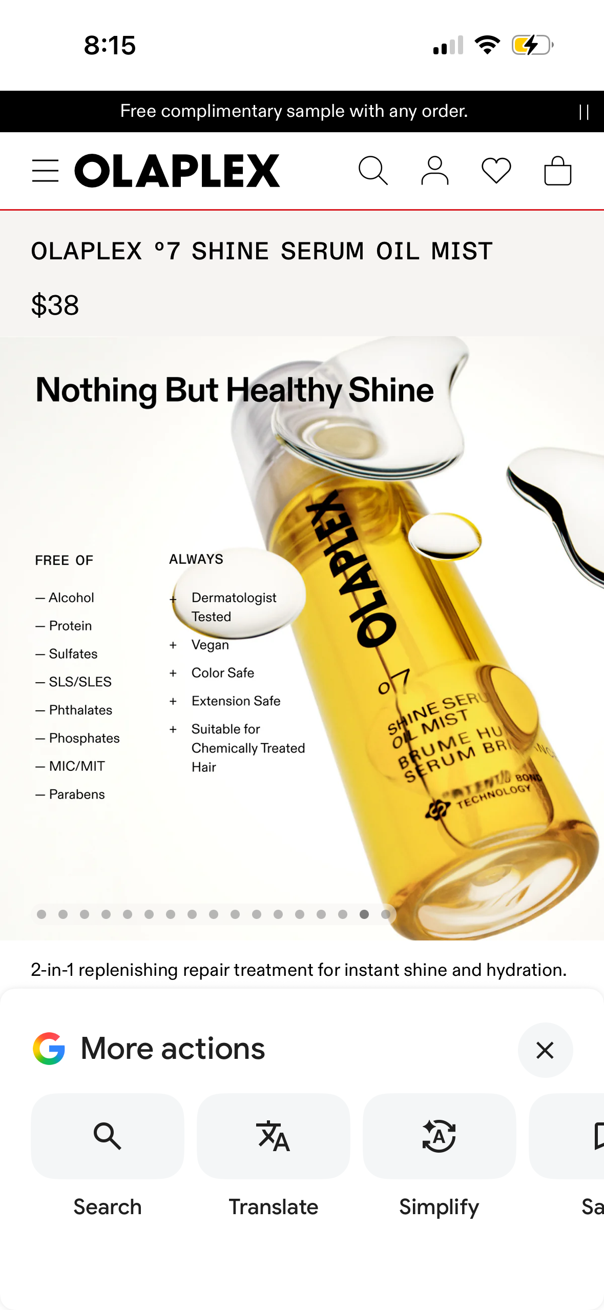 Olaplex Shine Serum Oil Mist